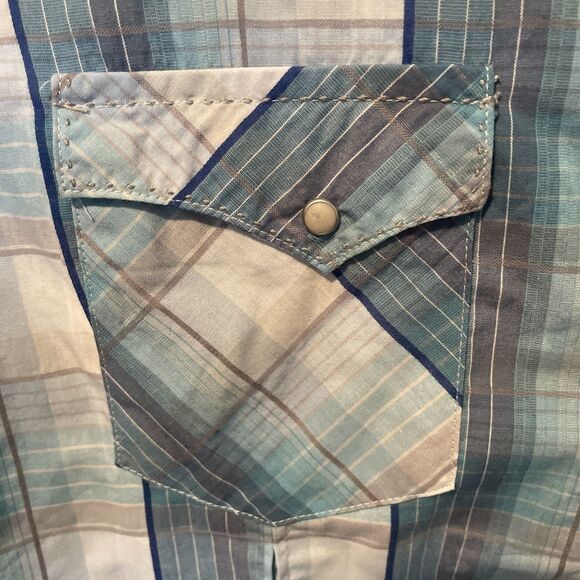 Americana Rodeo Workwear Wrangler Authentic Western Wear PearlSnap Plaid Shirt L - Picture 4 of 6